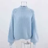 Foridol lykta ärm vintage tröja kvinnor höst vinter grå ovesized jumper casual office blå korta pullovers 210415