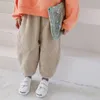 Hosen 2021 Die Plüsch Hosen Jungen Mädchen Frühling Herbst Patchwork Harem Verdicken Warme Casual Cord kinder Tragen