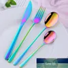 4PCs rostfritt stål servis uppsättning koreanska bestick set middag kniv gaffel sked regnbåge bärbara porslin redskap hem1 fabrik pris expert design kvalitet kvalitet