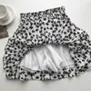 SURMIITRO SOMMAR MINI Kjolar Kvinnor Koreanska Stil Vintage Leopard Estetisk Hög Waist Pläterad Kjol Kvinnlig Shorts Foder 210712