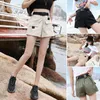 High Waist Wide Leg Cargo Shorts Women's Vintage Sashes Solid Khaki Pockets 2021 Summer Fashion Casual Female