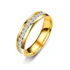bague de mariage en acier inoxydable doré à la mode avec des bagues en cristal étincelants bijoux pour hommes et femmes