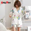 Damen-Pyjama-Nachtwäsche mit Shorts, 2-teiliges Set, süßer Sommer-Baumwoll-Pyjama, koreanische Heimkleidung, Anzüge 210428