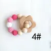 Hölzerner Beißring Igel Häkeln-Perlen Holzhandwerk Ring Gravierte Perle Baby-Beißring-Holzspielzeug für Babyrassel