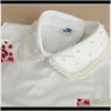 Camicette da donna Camicie Camicia bianca vintage con perle Cravatta Falso femminile Kragen Collare finto Donna staccabile C Qylgyx Pkxwv G2Dmn