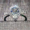 Classic Wedding Ring Fine Smycken 925 Sterling Silver Pear Cut Vit Topaz CZ Diamant Gemstones Eternity Kvinna Kvinnor Förlovningsband Ringar H1115
