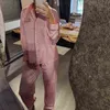 Zimowe Zestawy Piżamy Dla Kobiet Sexy Paski Satin Pjamas 2 Piece Set Eleganckie Luksusowe Mody Loungewear Homewear Boże Narodzenie Prezent 211112