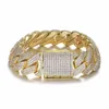 20mm Hip Hop Iced Zirkon Kubanische Halskette Kette Bling Box Schnalle Gold Kupfer Einstellung AAA CZ Kette Armband für Männer Schmuck X0509