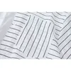 Oregelbundna Spliced ​​Striped Women's Cardigan Blusar Vår Sommar Elegant Streetwear Fashion T Shirts Lady Causal BF OL Toppar 210515
