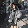 Skóra damska Faux Sondr Kurtka modowa Krótka sekcja 2021 Spring Autumn Płaszcze Koreańskie luźne kurtki żeńskie topy