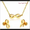 Earrings & Drop Delivery 2021 Stainless Steel Jewellery Sets Letter Necklace Earring African Dubai Gold Color Jewelry Set For Women Girls Guj