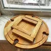 Mesa de vinho ao ar livre de madeira Folding piquenique-tabela com suporte de vidro 2 em 1 vinhos Cremalheira de vidro ao ar livre Piquenique portátil dobradura