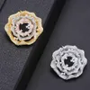 Unique Design Brooches Round with Full Crystal Winter Coat Accessories Trendy Jewelry for Women Men Wedding Engagement Party