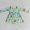 Robe de couleur dinosaure pour filles, vêtements mignons d'animaux de dessin animé, vêtements de printemps à manches longues pour enfants, G1215