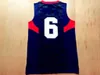 Basketball-Trikots Vintage 2008 Team Eight Jersey Marineblau 6 10 13 Jersey Basketballuniform Weiß Herren genäht