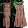 Midi Dres Långjusterbara bredband Ruffle Slip Summer Es Vintage CottageCore 03 210628