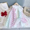 Robes de demoiselle d'honneur design de mode bébé fille robe vêtements arc-en-ciel coloré enfant en bas âge fille robe vêtements Forkids 2-7 ans vieux 210715