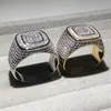 Hip Hop Micro Pave Sona Diamond Taşları Tüm Buzlu Bling Ring Büyük 925 STERLING Gümüş Yüzük Erkek Mücevher Hediye5456310