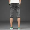 Summer Men's Anti-theft Zipper Jeans Shorts Fashion Casual Straight Gray Elastic Force Denim Short Male Brand 210716
