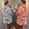 Pijama feminino conjunto inverno sleepwear quente flanela com capuz hoodie shorts natal fêmea casa sexy mulheres 210830