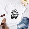 Wife Mom Listów Drukuj Kobiety Tshirt Casual Śmieszna T Shirt Dla Lady Girl Top Tee Funny T Shirt Kobiety 90. Streetwear X0527