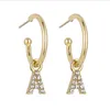 A-Z Buchstaben-Anhänger-Charm-Ohrringe, vergoldet, versilbert, Mini-kleiner Ohr-Knochen-Ohrring, Mädchen-Party-Geschenke, Weihnachts-Accessoires