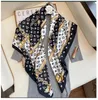 2Style Lvity Luxury Brand Classic Simple Letter Flower Design Satin Luxury Square Scarf Outdoor Shawl Silk Turban Beach Wrap Fashion Women Scarves 90*90cm