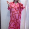 Fuchsia oversized lange jurk vrouwen casual lente zomer mode print mouw es vrouw groot formaat 210519