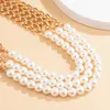 IngeSight.Z Multi Layered Imitation Pearl Body Sexy Summer Beach Harness Waist Belly Chain for Women Jewelry Nightclub