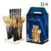 Gift Box Set Stainless Steel Tableware 24-piece Sets Western Steak Cutlery Holiday Party Multi-color Optional WH0124 By sea