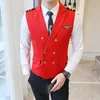 Klänningvästar för män Epaulet Air Mindre Vest Dubbelbröst Arbete Uniform Waistcoat Passar Casual Slim Fit Gilet Homme 5XL 210527