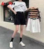 Women's Shorts Summer Beige Loose Casual Korean Style Knee-length Female Vintage Gray High Waist 210428