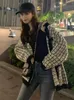 Women's Knits & Tees Autumn Women Sweater Coat Retro Shirt Check Long Sleeve Single Breasted Plaid Loose Knit Cardigan Tide Ladys Spring Clo