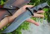 High End Outdoor Survival Straight Faca Damasco Aços Damasco Blades Ebony + Cabeça de Aço Alça Fixa Facas de Lâminas com Couro