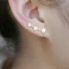 Delicate Jewelry North Star 3 Pcs With White Fire Opal Gem Gold Color Deliclate Long Climber Multiple Elegant 925 Earrings Stud