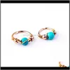 Rings & Studs Body Drop Delivery 2021 Female Women Circle Ring With Green Bead Nose Stud Ear Cuff Sier Gold Colors Jewelry Gift