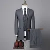 2021 jas 3 stuk set pak vest broek heren high-end britse stijl zakelijke casual mannelijke lange blazers jas broeken vest x0909