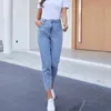 Depondon High Waist Mom Jeans Kvinnor Pojkvänner Straight Femme 100% Bomull Lös Vintage Denim Byxor Vaqueros Mujer