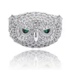 Iced Out Owl Gold Ring Fashion Silver Mens Stones Cnones Rings Hip Hop Jewelry2425298