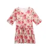 Loose Chiffon Shirt Female Summer Womens tops and blusa Half Sleeve Round Neck Flowers Fashion Blouses Shirts 820C 210420
