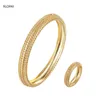 Pulseras de encanto de cobre de los brazaletes abiertos elegantes redondos para las mujeres Dubai Jewelry Gold Wholesale Bangle