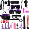 NXY Sm bondage BDSM Giocattoli sessuali per coppie Manette Frusta Capezzoli Clip Benda Bocca Gag Kit per adulti Bondage Toy Flirt Games 1126