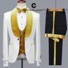 メンズスーツブレザーズCenne Des Graoom最新コートデザイン男性テーラーメイドTuxedo 4片Blazer Velvet Lapelウェディングパーティー新郎衣装ホー