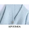 KPYTOMOA Bottoni Moda Donna Maglione Cardigan Lavorato A Maglia Allentato Tasche Manica Lunga Vintage Capispalla Donna Chic Top 210714