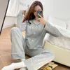 Mulheres pijamas definido para primavera 100% algodão manga longa casual mulheres pijamas casa roupas femininas sleepwear x0526