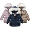 1 2 3 4 년 소녀 겨울 따뜻한 재킷 무거운 두꺼운 플러스 벨벳 두건 코트 어린이 야외 여행 의류 211204