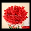 Dekoracyjne kwiaty wieńce świąteczne imprezowe dostawy domu ogród kropla dostawa 2021 symulacja róża kwiat pojedyncze czerwone róże kreskówka niedźwiedź z