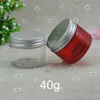 Vazio 40g vermelho plástico jarro cosmético recarregável creme de pele de creme de corpo garrafa de loção de chá recipiente de embalagem de doces frete grátis qty