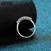 Geoki Luxury 925 Silver Passed Diamond Test Mossanite Ring Perfect Cut 0.28 Ct d Color Vvs1 Engagement Wedding Rings for Women