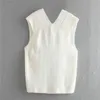 Streetwear Vrouwen Losse truien Mode Dames V-hals Gebreide Tops Elegante Vrouwelijke Causale Slits Vest Chique Girl Tank 210427
